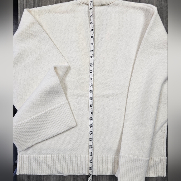 Axel Arigato Memory Relaxed Cardigan Ivory Lambs Wool Oversized Boxy Medium - Picture 16 of 16